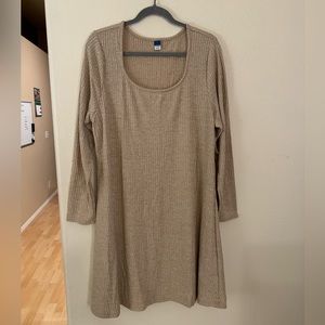 NWT Cream, light brown, oatmeal colored long sleeve ribbed dress from Old Navy